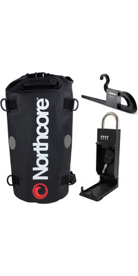 2024 Northcore 40L Dry Bag, Hanger til vddragt og Keypod Bundle NOCXK - Sort